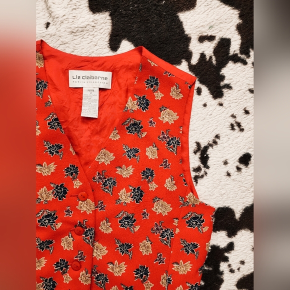 "LIZ CLAIBOURNE ' WOMEN'S 80'S/90'S VEST - RED - Picture 3 of 4